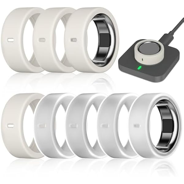 Compatible with Oura Ring Gen 4/ Oura Ring Gen 3 Horizon & Heritage, Surport Charging with Cover on (4Clear+4Star, L for 12/13/14/15)