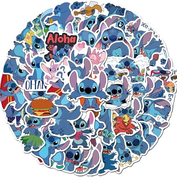 50pcs Lilo Stitch Stickers for Kids Water Bottle, Cute Stitch Cartoon Waterproof Vinyl Stickers for Teen Girl Adult Laptop Skateboard Bike Guitar Laggage Bicycle Travel Case