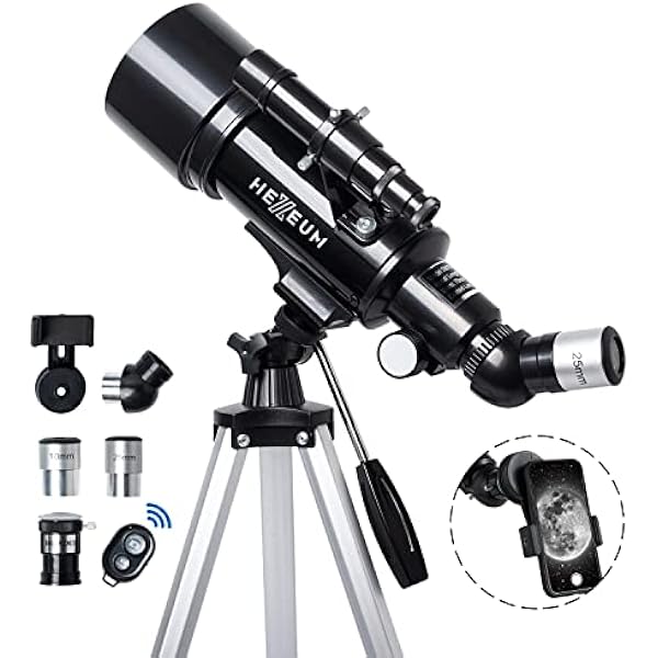 Telescope 70mm Aperture 500mm - for Kids & Adults Astronomical Refracting Telescopes AZ Mount Fully Multi-Coated Optics, with Diagonal Mirror Phone Adapter, Carrying Bag, Wireless Remote Black