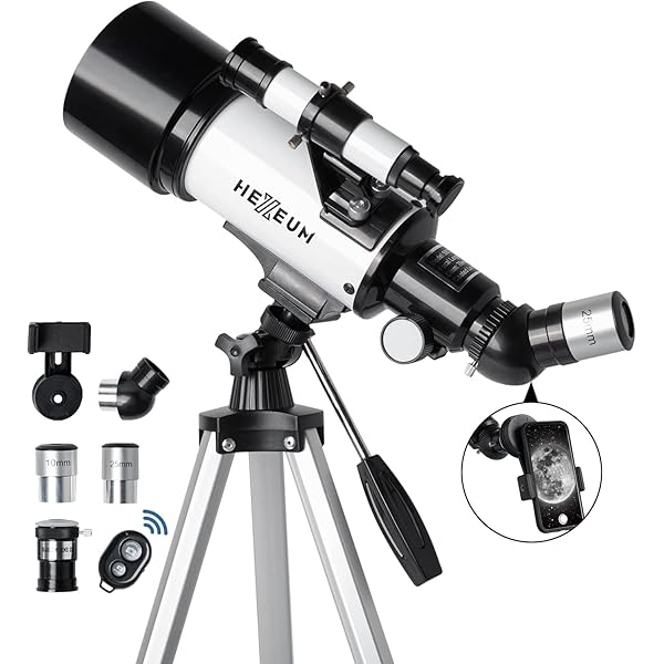 Telescope for Kids & Adults - 70mm Aperture 500mm AZ Mount Fully Multi-Coated Optics Astronomical refracting Portable Telescopes, with Tripod Phone Adapter, Carrying Bag, Remote Control White