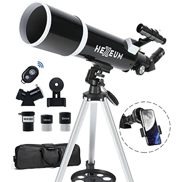 Telescope for Adults & Beginner Astronomers - 80mm Aperture 600mm Fully Multi-Coated High Transmission Coatings with AZ Mount Tripod Phone Adapter, Carrying Bag, Wireless Control.