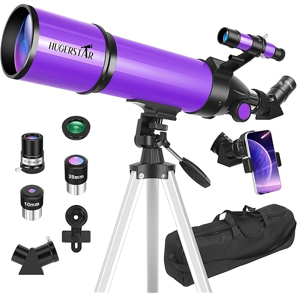 Telescope, Telescope for Adults & Kids & Astronomy Beginners, 80mm Aperture 600mm Portable Refractor Telescopes Fully Multi-Coated Optics with AZ Mount Tripod, Phone Adapter and Moon Filter