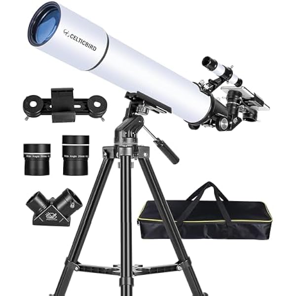 Telescope for Adults Astronomy Beginners, 80mm Aperture 800mm Refractor Telescopes for Adults High Powered with AZ Mount, Carry Bag, Phone Mount