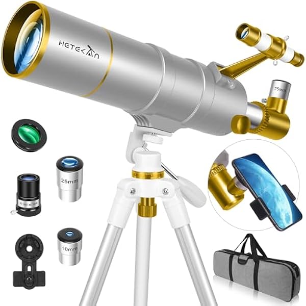 Telescope for Adults High Powered, 90mm Aperture 550mm Refractor Telescope for Beginners & Kids Astronomy, Portable Travel Telescopes with Moon Filter, Phone Adapter, Carry Bag