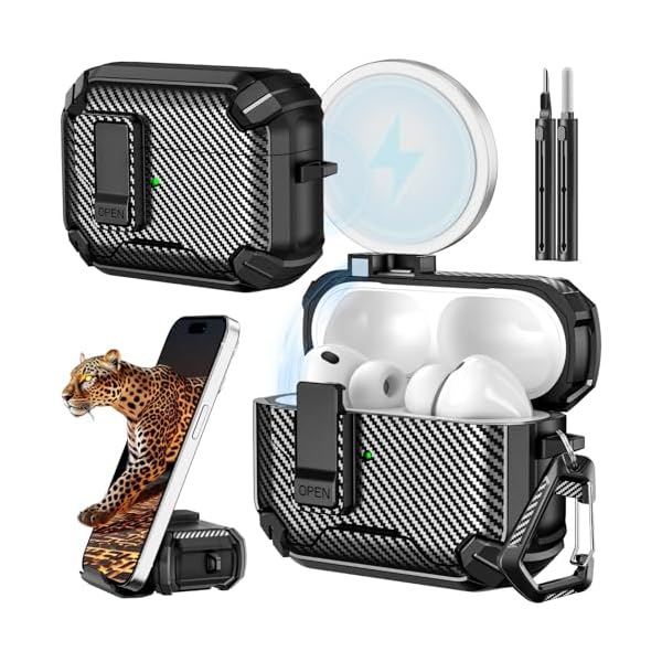 Inesore for AirPods Pro 3 Case (2025) with Phone Stand & Cleaning Kit,Compatible with Magsafe,Magnetic Automatic Lock Cover for AirPods Pro 3rd Generation