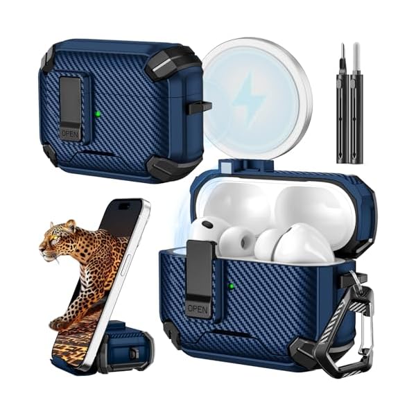 Inesore for AirPods Pro 3 Case (2025) with Phone Stand & Cleaning Kit,Compatible with Magsafe,Magnetic Automatic Lock Cover for AirPods Pro 3rd Generation