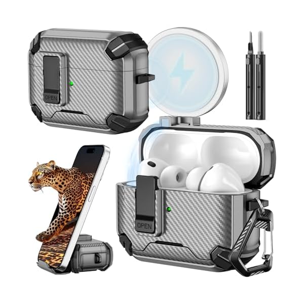 Inesore for AirPods Pro 3 Case (2025) with Phone Stand & Cleaning Kit,Compatible with Magsafe,Magnetic Automatic Lock Cover for AirPods Pro 3rd Generation