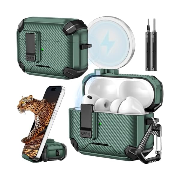 Inesore for AirPods Pro 3 Case (2025) with Phone Stand & Cleaning Kit,Compatible with Magsafe,Magnetic Automatic Lock Cover for AirPods Pro 3rd Generation