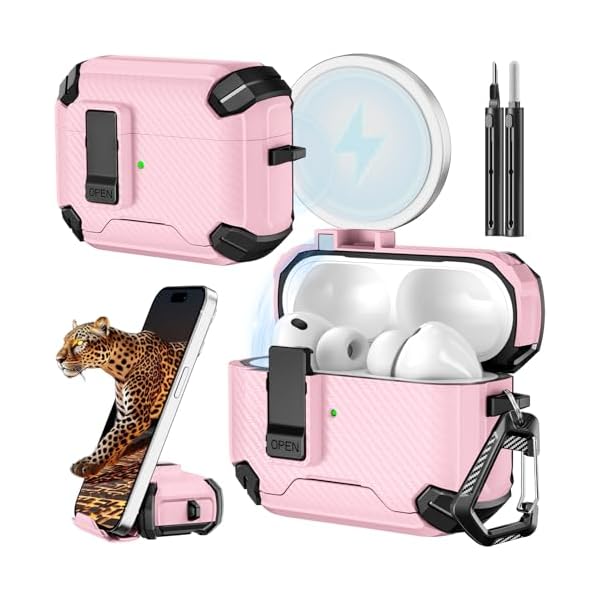 Inesore for AirPods Pro 3 Case (2025) with Phone Stand & Cleaning Kit,Compatible with Magsafe,Magnetic Automatic Lock Cover for AirPods Pro 3rd Generation