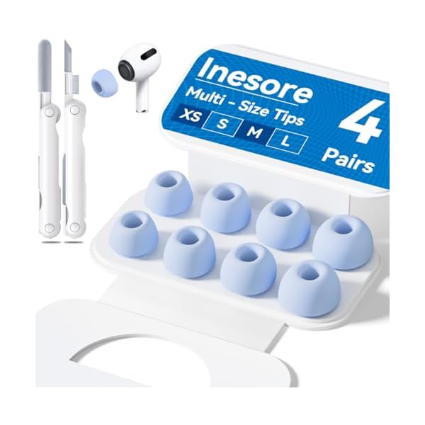 4-Pair Replacement Ear Tips for AirPods Pro 2nd/1st Generation with Portable Storage Box,Noise Reduction Holewith & Built-in dust Guard Screen,Silicone Ear Tips for Apple AirPods Pro (s-Blue)