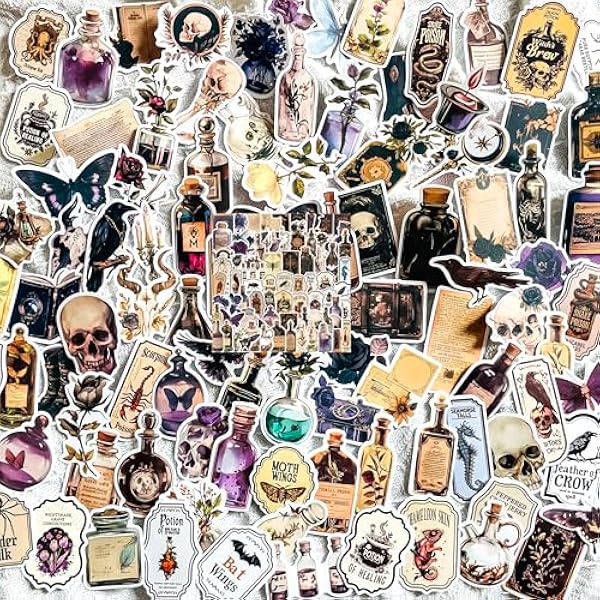 Vintage Medieval Apothecary Potion Labels Stickers - 100 Pcs Gothic Dark Dark Academia & Witchcraft Halloween Decor Stickers for Scrapbook,Journals,Water Bottle, Laptop