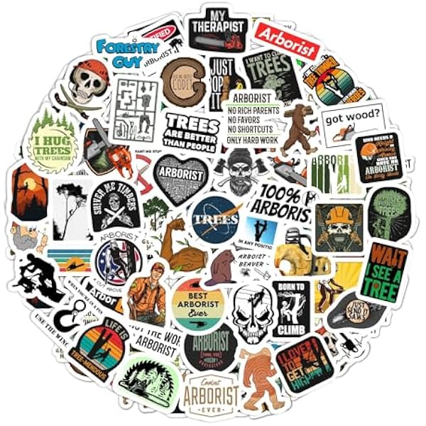 BulbaCraft Arborist Stickers for Water Bottle and Laptop - Nature Party Favors & Decorations, Waterproof Vinyl Tree Decals, Arborist and Forestry Stickers Laptop Decals, Gifts for Women & Men