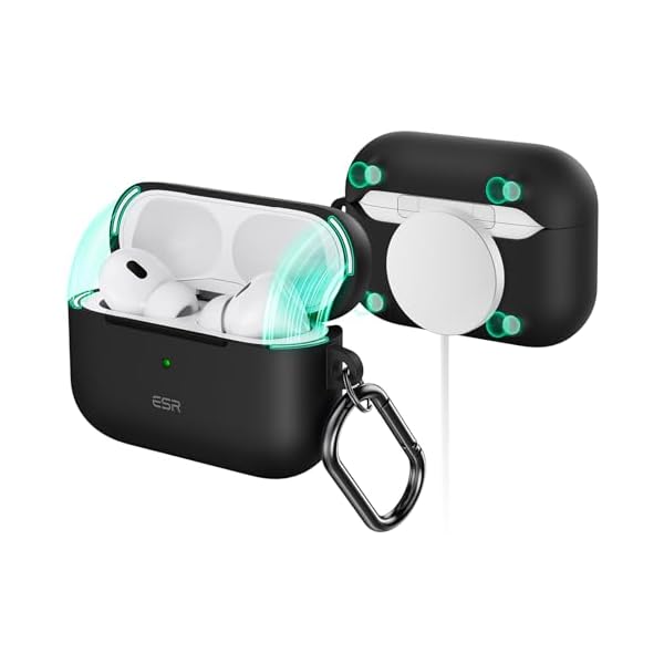 ESR for AirPods Pro 2 Case, Compatible with Airpods Pro 2nd Generation Case (2023/2022/2019), Compatible with MagSafe, Magnetic Lid Lock, Full Drop Protection, Black