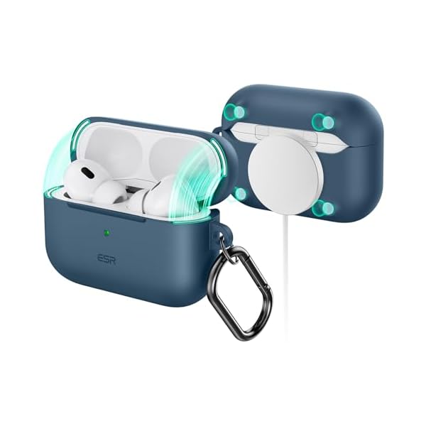 ESR for AirPods Pro 2 Case, Compatible with Airpods Pro 2nd Generation Case (2023/2022/2019), Compatible with MagSafe, Magnetic Lid Lock, Full Drop Protection, Blue