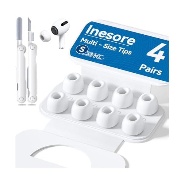 Replacement Ear Tips for AirPods Pro 2nd/1st Generation with Portable Storage Box & Cleaner Pen,Noise Reduction Holewith & Built-in dust Guard Screen,Silicone Ear Tips -S/Size 4 Pairs