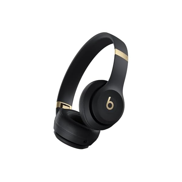 Beats Solo 4 - Wireless On-Ear Bluetooth Headphones, Up to 50-Hour Battery Life, Ultra-Lightweight Comfort, Powerful and Balanced Sound, Apple & Android Compatible - Black & Gold