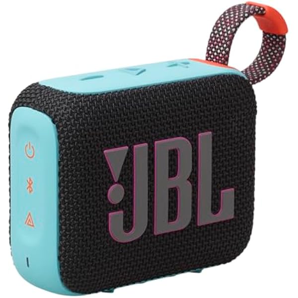 JBL Go 4 - Ultra-Portable, Waterproof and Dustproof Bluetooth Speaker, Big Pro Sound with Punchy bass, 7-Hour Built-in Battery, Made in Part with Recycled Materials (Black & Orange) (Renewed)