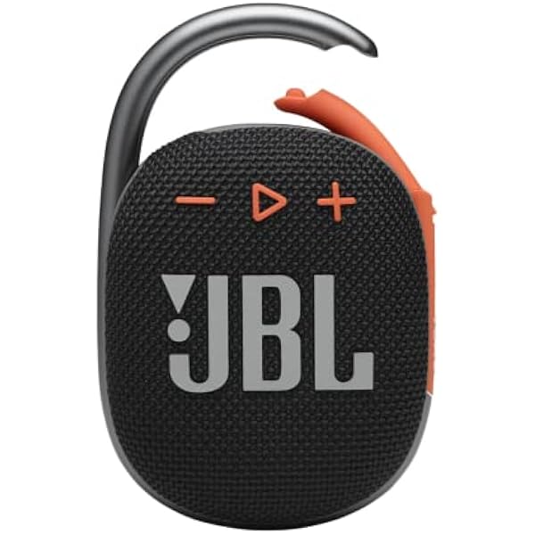 JBL Clip 4, Black/Orange - Portable Bluetooth 5.1 Speaker - Up to 10 Hours of Play - Waterproof & Dust Resistant - Includes Noise & Echo-Canceling Speakerphone