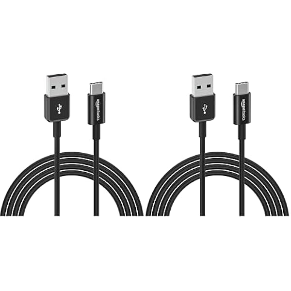 Amazon Basics USB-C to USB-A 2.0 Fast Charger Cable, 480Mbps Speed, USB-IF Certified, for Apple iPhone 15, iPad, Samsung Galaxy, Tablets, Laptops, 6 Foot, Black (Pack of 2)