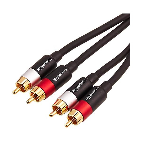 Amazon Basics 2 RCA Audio Cable for Amplifier,Active Speakers or Subwoofer with Gold-Plated Plugs, 8 Feet, Black