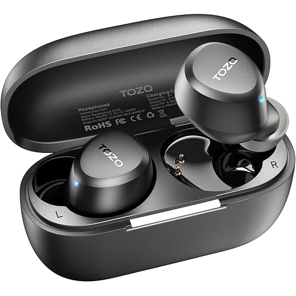 TOZO A1 Wireless Earbuds Bluetooth 5.3 Light Weight in Ear IPX5 Waterproof Headphones 2 Mic for AI Calls, Immersive Premium Sound Bass Headset with Charging Case, 32 Presets EQ Customization via App