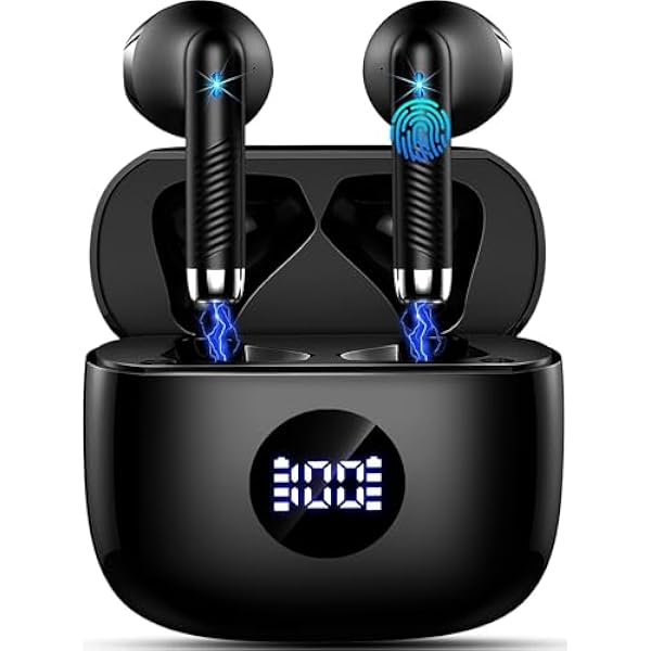 Wireless Earbuds, Bluetooth 5.4 Headphones HiFi Stereo, in Ear Earphones with 4 ENC Noise Cancelling Mics, 40H Playtime Ear Buds with Mini Case, IP7 Waterproof Bluetooth Earbuds with LED Display