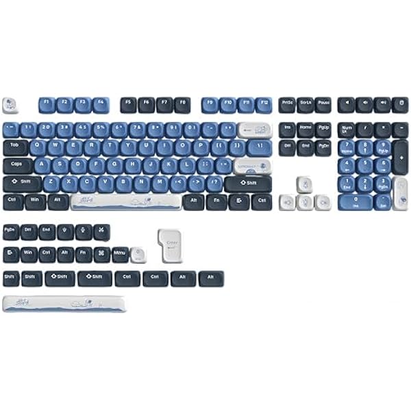 dagaladoo Apollo PBT Keycap Set,Blue/Dark Blue/White Custom Keycaps Cute, Dye Sublimation Keyboard Keycaps,MOA Profile Key caps for 100% 75% 65% 60% TKL US Layout Mechanical Keyboard