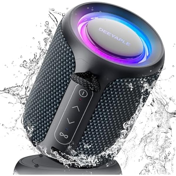 Bluetooth Speaker Wireless,IP67 Waterproof & Dustproof Portable Speaker with Lights,15W Loud Stereo Sound, 2500mAh Battery All Day Playtime, TWS Pairing, BT5.3, Home/Party/Outdoor/Beach (Blue Black)