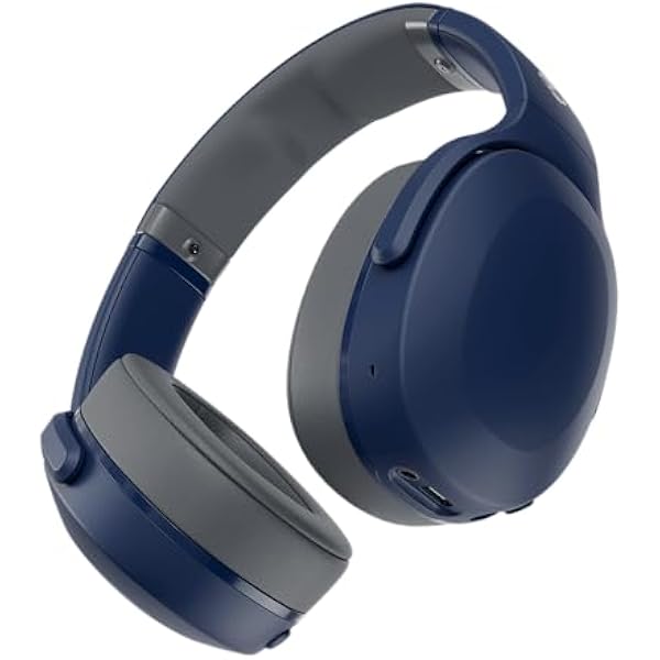 Skullcandy Crusher Evo Wireless Bluetooth Headphones with Multi-Sensory Bass, Noise Isolating Over-Ear Fit, Up to 40 Hours Battery, Microphone for iPhone Android - Blue/Grey