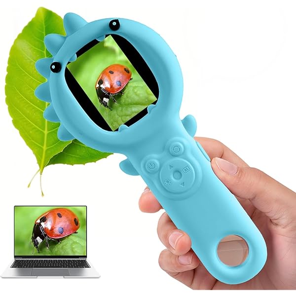 Kids Microscope – 500X Digital Pocket Handheld Microscope with Dual Cameras & Autofocus, STEM Educational Toy & Perfect Christmas Birthday Gift for Boys & Girls Ages 3 4 5 6 7 8 9 10(Blue)