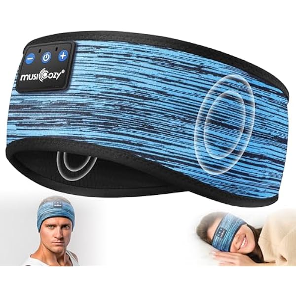 MUSICOZY Sleep Headphones Bluetooth 5.4 Headband, Wireless Music Sleeping Mask Headphones Earbuds Earphones Sweatproof for Women Mom Sports Workout Running Jogging Yoga Cool Gadgets Unique Gifts