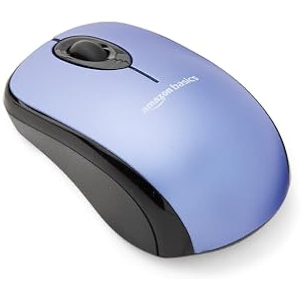 Amazon Basics 2.4 Ghz Wireless Optical Computer Mouse with USB Nano Receiver, Blue