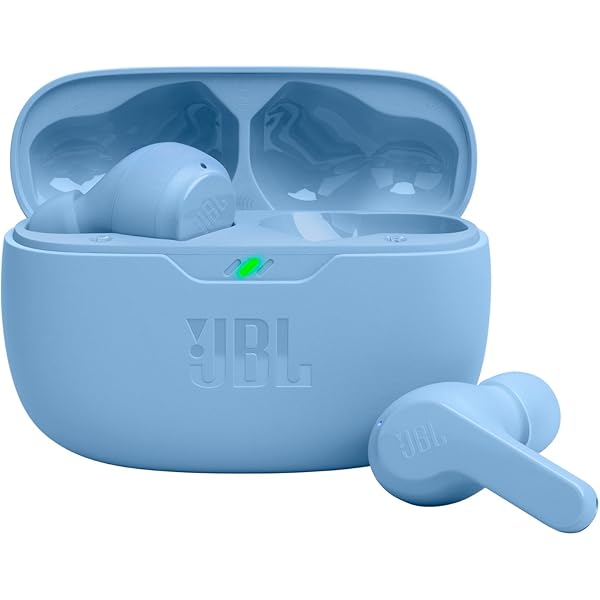 JBL Vibe Beam - True Wireless JBL Deep Bass Sound Earbuds, Bluetooth 5.2, Water & Dust Resistant, Hands-free call with VoiceAware, Up to 32 hours of battery life (Blue)