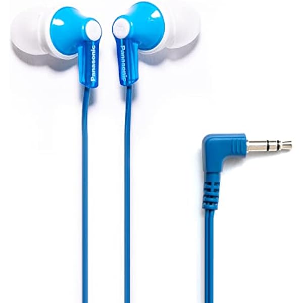 Panasonic ErgoFit Wired Earbuds, In-Ear Headphones with Dynamic Crystal-Clear Sound and Ergonomic Custom-Fit Earpieces (S/M/L), 3.5mm Jack for Phones and Laptops, No Mic - RP-HJE120-A (Blue)