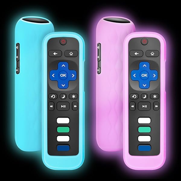 2 Pack Remote Cover for Roku,Compatible with All Roku TV Remote Case Blue and Purple