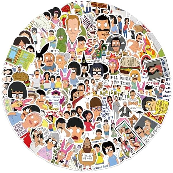 100Pcs Cool Character Bob's Burgers Stickers for Water Bottles Skateboard Luggage Laptop Bumper Waterproof Vinyl Stickers Bulk for Boys Teens Adults (Bob's Burgers)