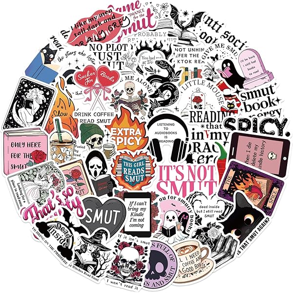 50PCS Smutty Book Stickers for Kindle Adult,Bookish Smut Reading Booktok Dark Romance Case Journal Water Bottle Sticker Spicy Lover Gift Funny Aesthetic Pink Laptop Phone Decal Decor (Bookish)