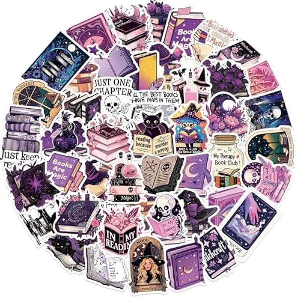 50PCS Bookish Witch Stickers for Kindle, Witchy Style Bookworm Sticker Pack for Kids Teens Witchcraft Vinyl Decals for Laptop Water Bottle Girls Waterproof Magic Bookish Stickers (Bookworm)