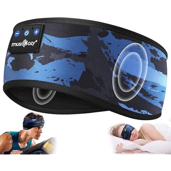 MUSICOZY Bluetooth 5.4 Sleep Headband Headphones, Wireless Sweatproof Earbuds for Sleeping, Sports, Workout, Running, Travel, Yoga - Ideal Gift for Men & Women