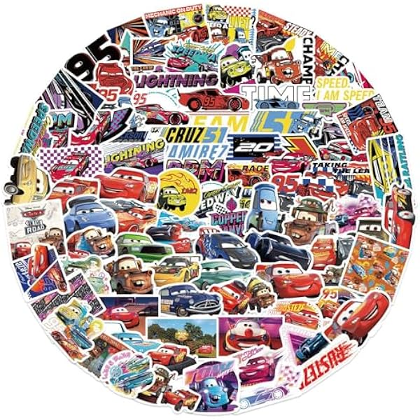 100PCS Disney Cartoon Movie Cars Stickers for Kids,Vinyl Waterproof Princess Decal for Water Bottle Laptop Toy Sticker for DIY Decorate Bumper Phone Hard Hat Kids Teens Gifts (CAR)