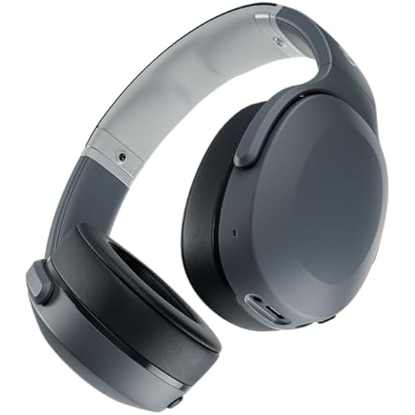 Skullcandy Crusher Evo Wireless Bluetooth Headphones with Multi-Sensory Bass, Noise Isolating Over-Ear Fit, Up to 40 Hours Battery, Microphone for iPhone Android - Chill Grey