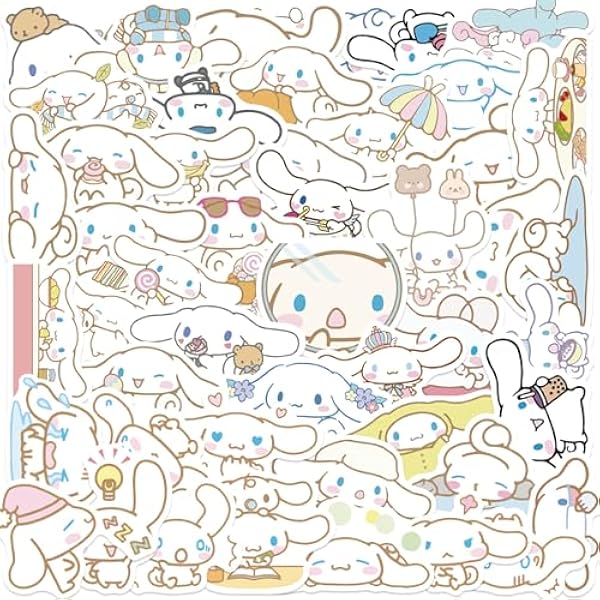 50Pcs Cartoon Dog Sanrio Character Stickers, Cartoon Dog Laptop Sticker Japanese Anime Stickers for Water Bottles,Toy Gifts for Kids Men and Women (Cinn)