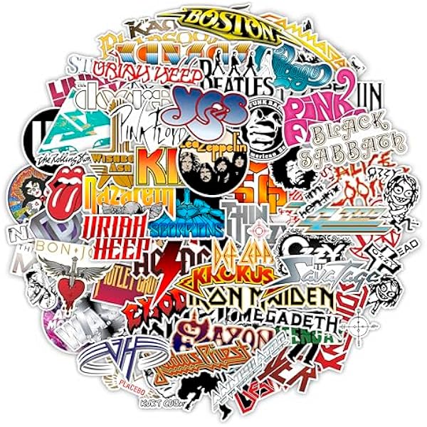 BulbaCraft 81Pcs Large Classic Rock Stickers, 50s 60s 70s Rock Stickers, Band Decals, Guitar Music Decals, Gifts for Women & Men
