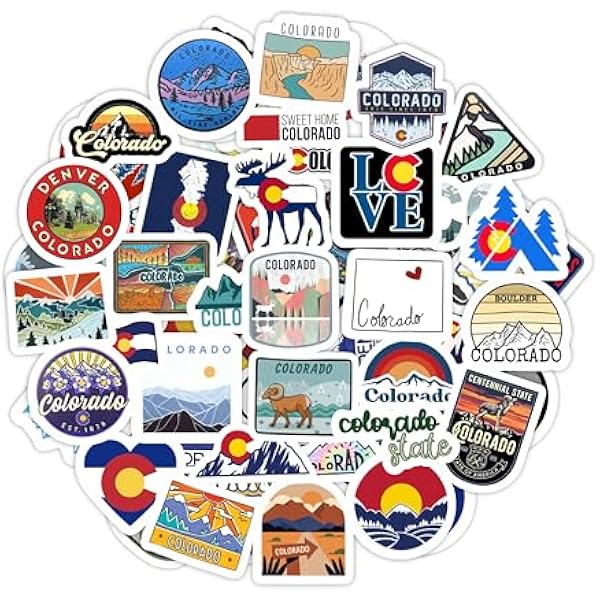 BulbaCraft 100Pcs Colorado Stickers for Water Bottle and Laptop - Colorado Party Favors & Decorations, Waterproof Vinyl Decals, State Pride and Icon Stickers, Gifts for Women & Men