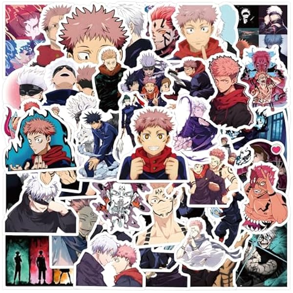 55pcs Popular Jujutsu Anime Kaisen Stickers for Kids, Children's Hot Cartoon Sticker for Water Bottle,Laptop,Waterproof Vinyl Decals for Teens Girls Boys Party Supply Favor Decor(Colourful-B)