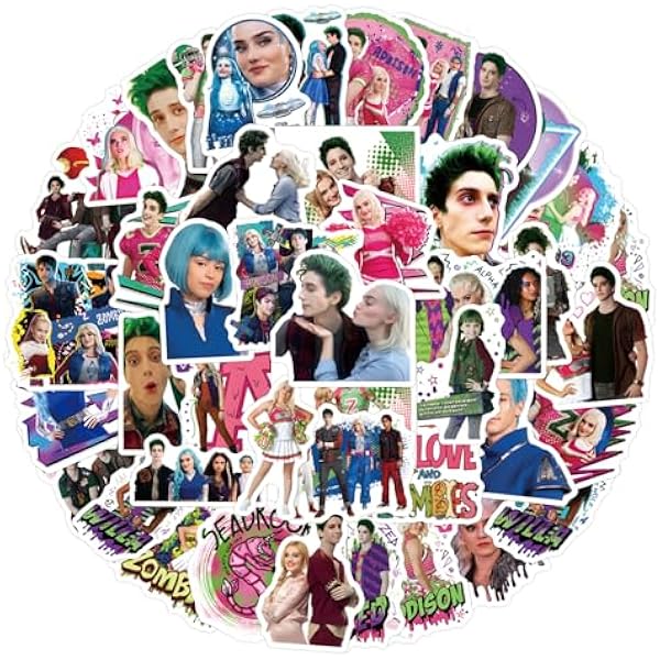 55pcs Popular Zombie Anime Stickers for Kids, Children's Cartoon Sticker for Water Bottle,Laptop,Waterproof Vinyl Decals for Teens Girls Boys (Colourful-C)