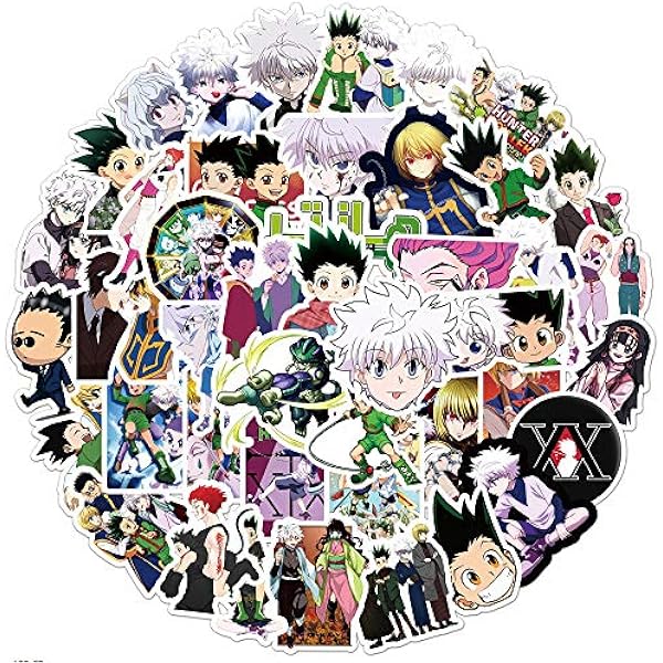 50pcs Popular Hunter Anime Stickers for Kids, Children's Cartoon Sticker for Water Bottle,Laptop,Waterproof Vinyl Decals for Teens Girls Boys (Colourful-D)