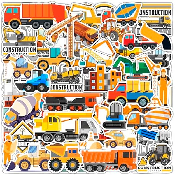 BulbaCraft 100 Pcs Construction Stickers - Construction Birthday Party Supplies, Gifts for Women & Men