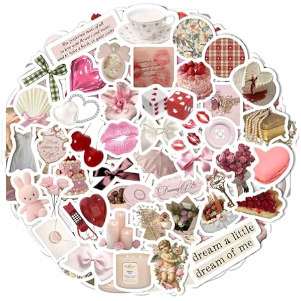 BulbaCraft 100Pcs Coquette Stickers - Coquette Aesthetic, Small Waterproof Pink Sticker Sheets for Phone Cases, Gifts for Women & Men