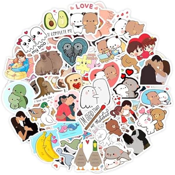 BulbaCraft Couple Stickers, Love Stickers for Water Bottle & Laptop - Couple Party Favors & Decorations, Waterproof Vinyl Decals, Love and Relationship Decals, Gifts for Women & Men